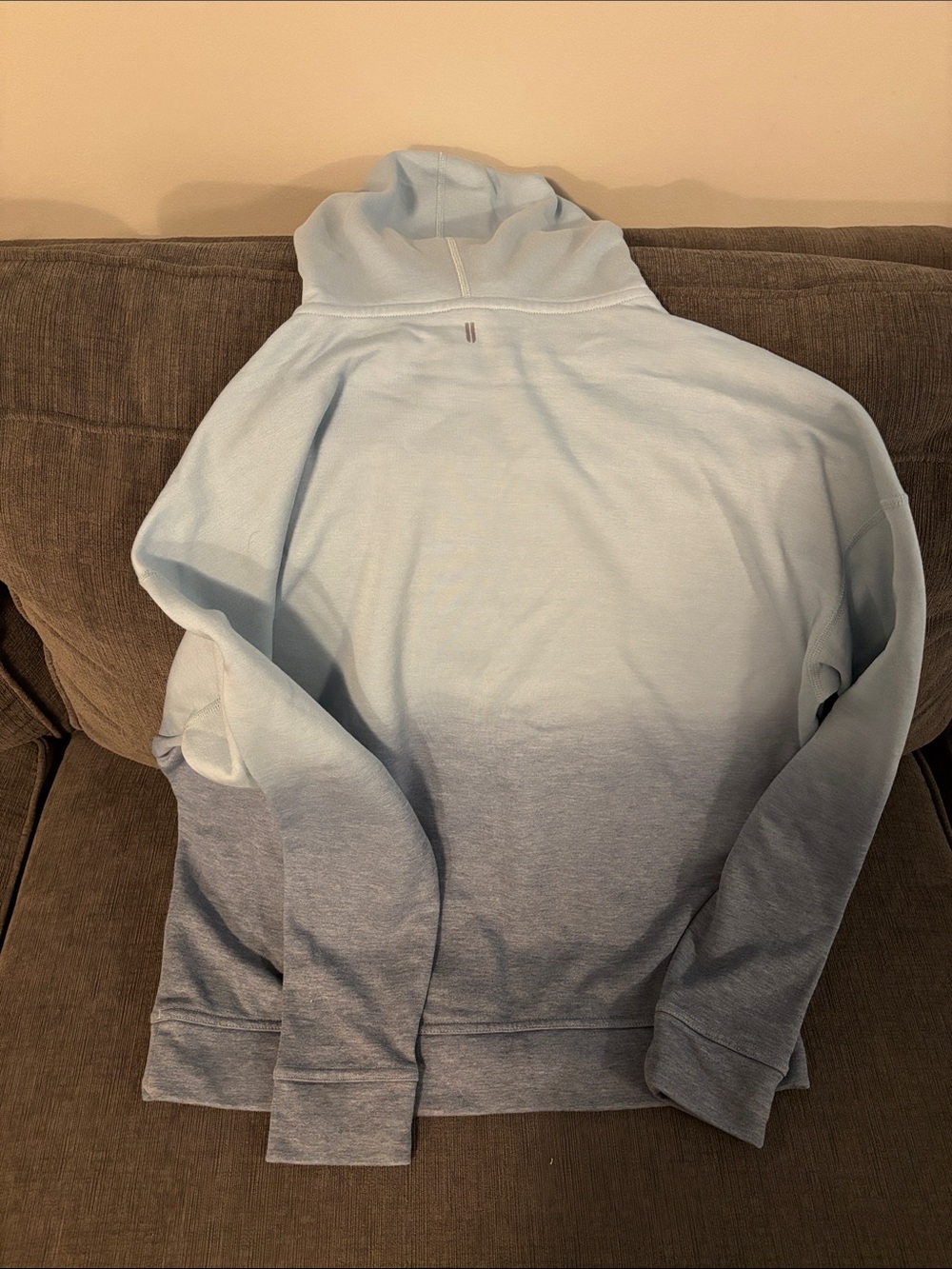 NOBULL Women’s Light Blue to Gray Ombre Turtleneck Pullover - Picture 2 of 3